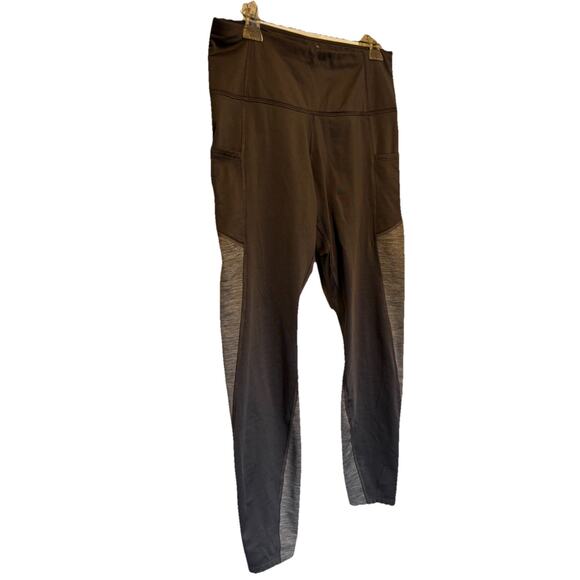 Apana Womens High Waisted Leggings Gray Medium Pockets Workout Fitness Ankle - Picture 2 of 6